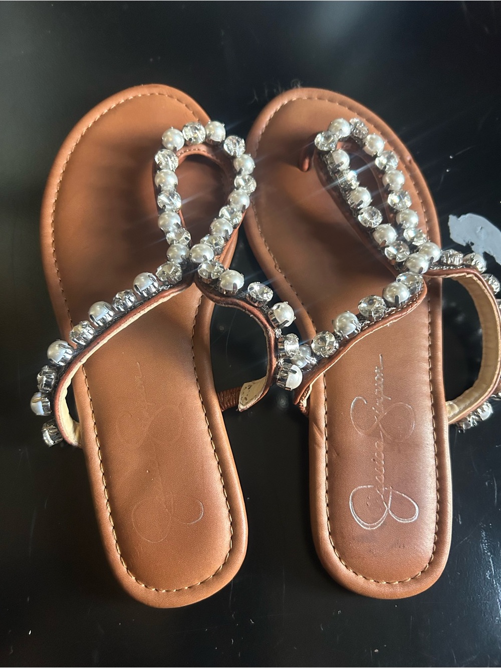 Brown Jeweled Women's Sandals - Designer Style